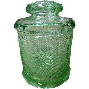 Vintage Tiara Sandwich Chantilly‎ Green Canister By Indiana Glass
